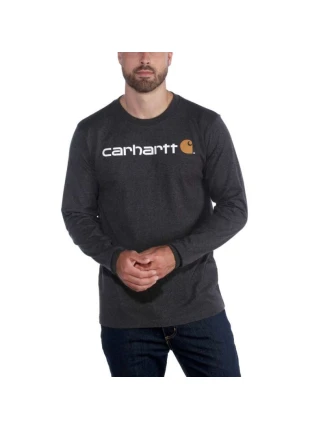 Carhartt Core Logo T-Shirt L/S mikina s kapucňou - carbon heather