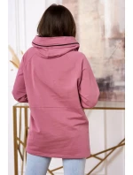 Tmavo ružová tunika na zips s kapucňou Oversize