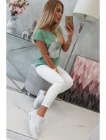 Blúzka s potlačou pier tmavo mätová Blúzka s potlačou pier tmavo mätová