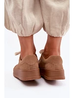 Semišové tenisky s kožušinovým šnurovaním Kobbo 79655 Camel Semišové tenisky s kožušinovým šnurovaním Kobbo 79655 Camel
