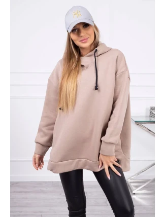 Zateplená mikina so zipsom na boku tmavo béžová