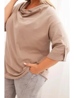 Dámske Plus veľkosť bavlnené voľné fit blúzka s vodou výstrih Fango