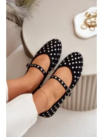 Zdobione Baleriny Z Paskiem Eko Zamszowe Czarne Tirilissa