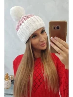 Dámska čiapka Ellen s brmbolcom K325 biela