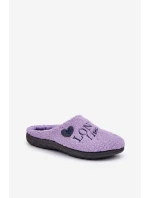 Dámske papuče s nápisom a kožušinou typu lamb Purple Inblu ET000027