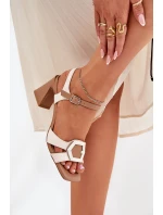 Eleganckie Skórzane Sandały Damskie Na Słupku D&A MR38-570 Beżowe