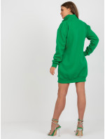 Zelené mikinové základné šaty so zipsom