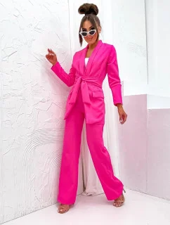 Dámsky komplet vo fuchsiovej farbe - voľné sako a široké nohavice (8167)