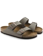 Dámske/pánske žabky Birkenstock Arizona Birko-Flor Nubuck Stone Regular Wide Grey (0151211)