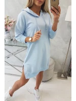 Šaty s kapucňou a dlhším chrbtom modré