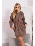 Zateplené šaty s kapucňou mocca Zateplené šaty s kapucňou mocca