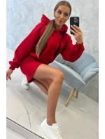 Zateplené šaty s obálkovým dnom červené