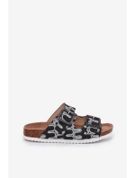 Klapki Damskie Z Klamrami I Brokatem S.Barski RB51-006 Czarne