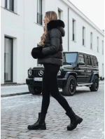 Dámska zimná bunda YOUWARM krátka prešívaná s kožušinou čierna FashionStreet TY5006 Dámska zimná bunda YOUWARM krátka prešívaná s kožušinou čierna FashionStreet TY5006