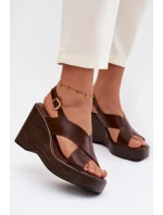 Dámské sandály z eko kůže na platformě Čokoládové Janivra
