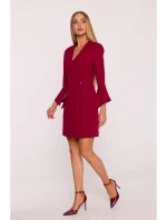 M876 Šaty so širokými manžetami - bordové