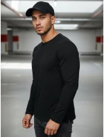 Pánske čierne tričko s dlhým rukávom FashionStreet LX0559