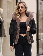 Dámska zimná prešívaná bunda s kožušinou, čierna, FashionStreet TY5987 Dámska zimná prešívaná bunda s kožušinou, čierna, FashionStreet TY5987