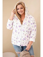 Dámske Plus veľkosť jarná bunda s malým kvetinovým vzorom fialová