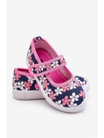 Dziecięce Baleriny W Kwiatuszki Granatowo-Różowe Noah