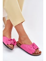 Klapki Damskie Na Korkowej Podeszwie Kokardką Fuksja Seressa