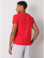 Pánske červené bavlnené tričko s potlačou
