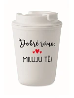 DOBRÉ RÁNO. MILUJEM ŤA! - biely termohrnček 300 ml