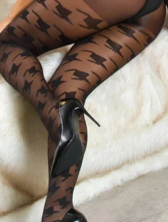 Dámske pančuchy s potlačou kohúta SH6016 čierne - In-Stylefashion