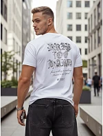 Pánske bavlnené tričko s potlačou biele FashionStreet RX5434 Pánske bavlnené tričko s potlačou biele FashionStreet RX5434
