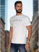 Pánske bavlnené tričko s potlačou biele FashionStreet RX5641 Pánske bavlnené tričko s potlačou biele FashionStreet RX5641