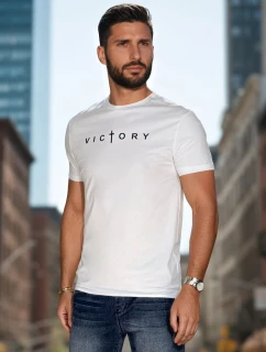Pánske tričko s potlačou biele FashionStreet RX5641