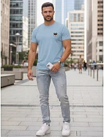 Pánske modré bavlnené tričko s potlačou buldoga FashionStreet NX0125R Pánske modré bavlnené tričko s potlačou buldoga FashionStreet NX0125R