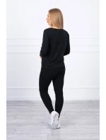 Súprava s gombíkovým výstrihom čiernej farby