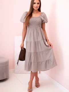 Dámske viskózové šaty s puzdrovými rukávmi a volánom Fango