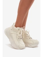 Sneakersy Damskie Skóra Naturalna GOE SS2N4037 Zgaszona Biel