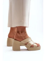 Kožené papuče Zazoo na béžovom bloku