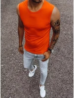 Pánske tričko bez rukávov s oranžovou potlačou FashionStreet RX4919 Pánske tričko bez rukávov s oranžovou potlačou FashionStreet RX4919