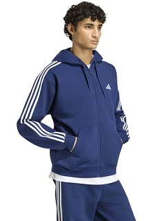 Pánska mikina adidas Essentials 3-Stripes Fleece Full-Zip Hoodie, tmavomodrá KY4144