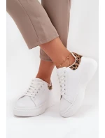 Sneakersy Damskie Na Platformie Big Star SS274247 Białe Panterka