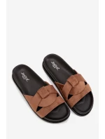 Dámské pantofle Eko semiš s pásky hnědé Marivessa