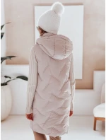 Dámska dlhá prešívaná vesta s kapucňou béžová FashionStreet TY5099