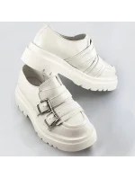 Mokasíny vo farbe ecru s vyššou podrážkou (S860)