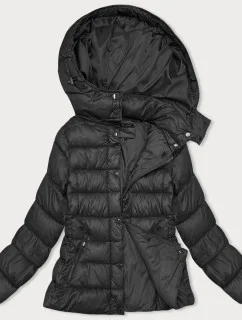Čierna dámska prešívaná zimná bunda s kapucňou (YP-22075-1)