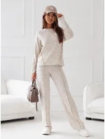 Béžový pletený set - blúzka a nohavice (VE74)