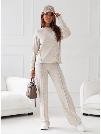 Béžový pletený set - blúzka a nohavice (VE74)
