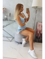 Rebrovaná blúzka s blúzkou modrá