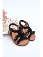 Dziecięce Plecione Wsuwane Sandały Czarne Tracy