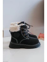 Dziecięce Trapery Botki Na Suwak z Kożuszkiem Czarne Marialee