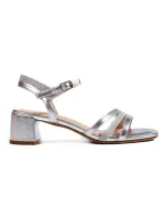Luxusné strieborné sandále pre ženy na širokom podpätku Luxusné strieborné sandále pre ženy na širokom podpätku