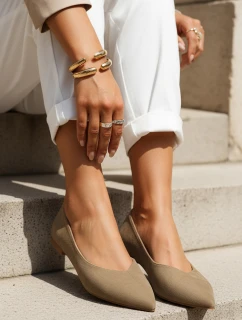 Dámske semišové baleríny v khaki farbe FashionStreet khaki ZY1350